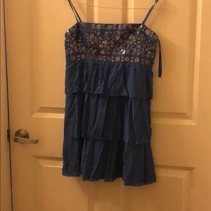 Silk blue BCBG Max Azria tiered mini dress